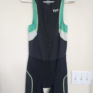 TYR Black and Green Triathlon Suit (medium)